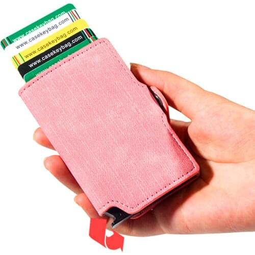 Designer Small Pink Wallet for Women Men Mini Purse Luxury RFID Blocking Business Card Holder Wallet Slim Wallet