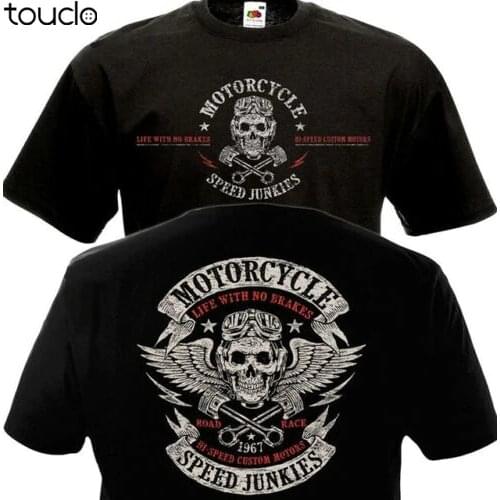Short Sleeve Tshirts T-shirt MOTORCYCLE SPEED Biker Chopper Double Side