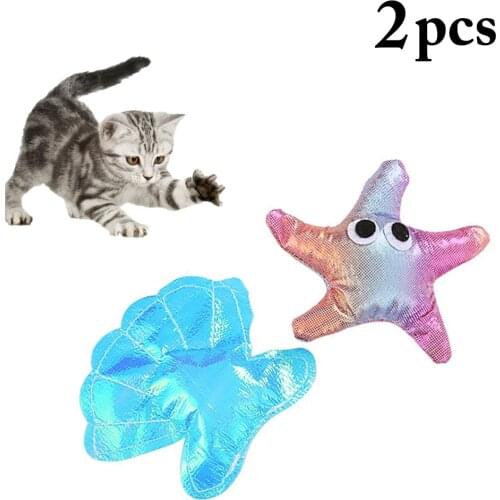 2pcs Cat Toy Interactive Pet Playing Toy Durable Starfish Shell Cute Scratch-resistant Teaser Cat Toy Interactive Training Toys