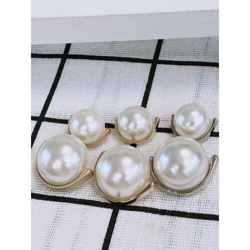 Faux Pearl Gold Metal Women Coat Buttons For Clothing Vintage Sweater Decorative Buttons Quality Sewing Accessories Wholesale