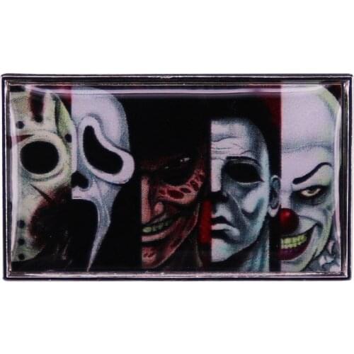 Classic Horror Movie Enamel Pins Villain Jason Voorhees Freddy Krueger MichaelMyers Joker Lapel Badge Brooch Jewelry