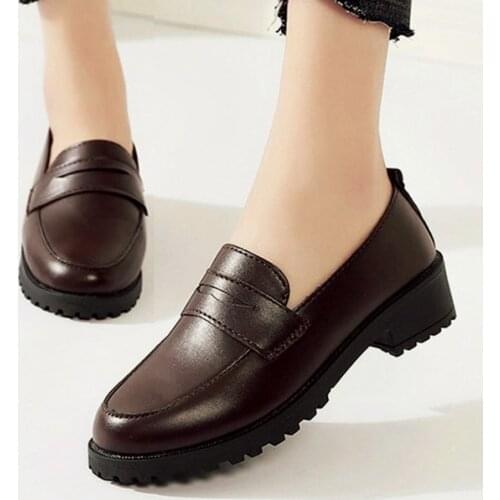 LIHUAMAO Classic penny loafers for women slip on casual shoes work shoes outdoor walking footwear brown