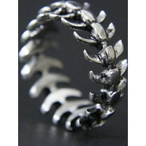 Retro Popular Creative Rock Hip Hop Rings Fashion Simple Fish Bone Men Women Universal Ring Dragon Bone Gift Jewelry Wholesale