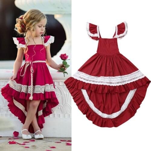 Toddler Kids Girl Ruffle Lace Dress Sleevelss Party dress Pageant Dress baby girl Sleeveless Pageant Party dress