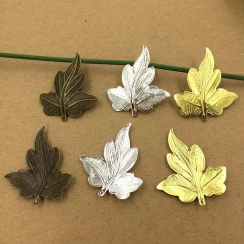 Copper Filigree lifelike leaf jewelry charm decoration pendant for necklace or earing DIY ornaments leaves spacer 38*30mm