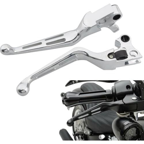 Motorcycle Chrome Slotted Brake Clutch Levers For Harley Softail FXDB Bob Dyna Glide Electra Glide Sportster XL 883 1200