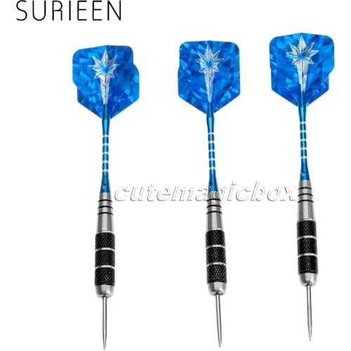 3 Pcs Steel Needle Tip 22g Darts Set With Stainless Steel Barrel And Grooved Aluminium Shafts & Nice 2D Flights Throwing Dart