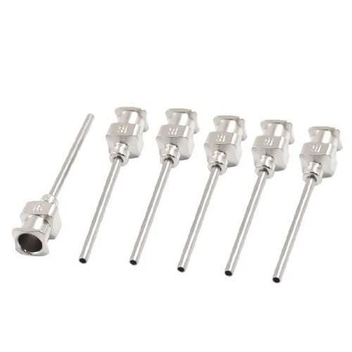 Stainless Steel Luer Lock Industrial Liquid Dispensing Needle Tip, 16 Gauge, 0.89mm ID x 1.43mm OD, 1" Length (Pack of 6)