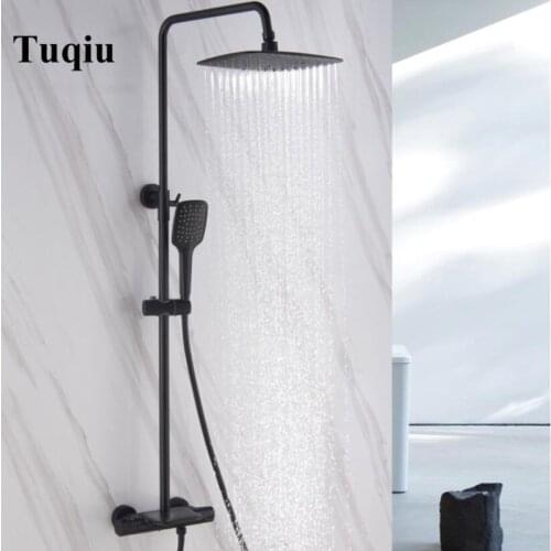 Wall Mounted Bathroom Black Oil Brushed thermostatic Bath & Shower Faucet Set hand held Shower Faucet Sets Bathtub Faucet Set