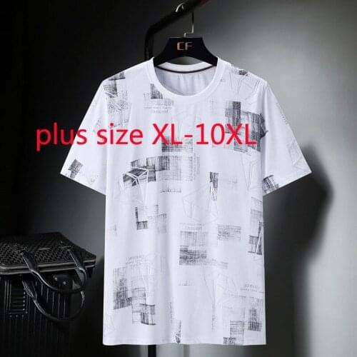 New Arrival Suepr Large Men Summer Cotton Fashionable Loose Oversize Short Sleeve O-neck Knitted Print Casual Plus Size 2XL-10XL