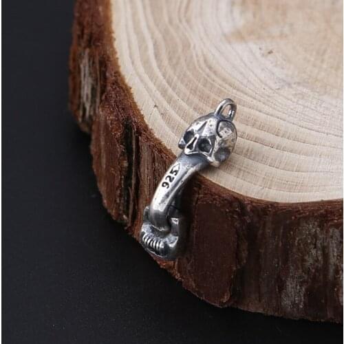 Wholesale S925 Sterling Silver Jewelry DIY Accessories Skull Head Personality Retro Necklace Bracelet Connecting Buckle