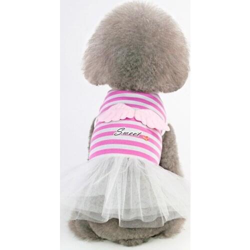 Puppy Dog Dress Thin Cute Striped Angel Princess Skirt for Small Dogs Cats for Summer Pet Apparel Free Shipping Drop Ship