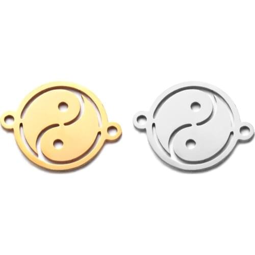 10pcs/Lot Stainless Steel Taiji Ying and Yang Charms Two Holes Connectors Jewelry Making DIY Bracelet Accessories