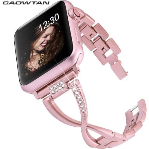 Strap for Apple Watch Band 5 4 Stainless Steel 38mm 42mm Rhinestone Diamond Smart Watch Metal Band for Apple Watch Series 3/2/1