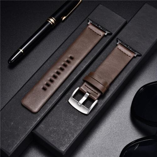 Simple Genuine Leather Straps for Apple Watch Series 6 SE 5 4 3 New Bracelet 38mm 40mm 42mm 44mm Watchbands for iwatch Strap