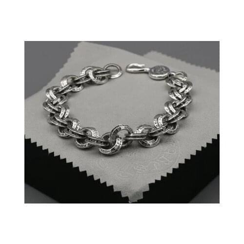 S925 Sterling Silver Ring Tide Male Bracelet Retro Personality Female Jewelry Creative Couple Student Bracelet