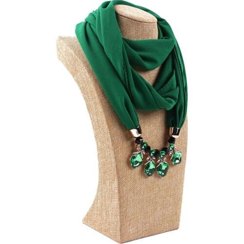 Chiffon Jewelry Pendant Fashion Hijab Rhinestone Necklace Scarves Shawls Gifts Necklace Accessories