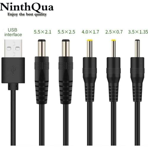 1Pcs USB A Male plug to DC 2.5 3.5 1.35 4.0 1.7 5.5 2.1 5.5 2.5mm Power supply Plug Jack type A extension cable connector cords