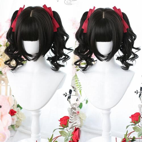 HOUYAN Short wavy curly hair wig women synthetic blue black purple pink wig high temperature resistant wig