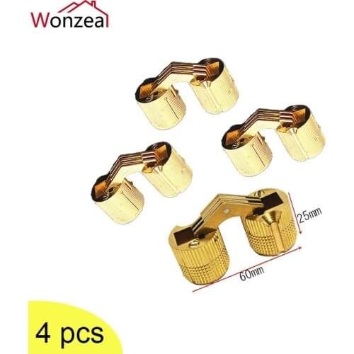 4PCS 24mm Pure Copper Barrel Cylindrical Hidden Cabinet Concealed Invisible Brass Hinges Mount For Furniture Hardware