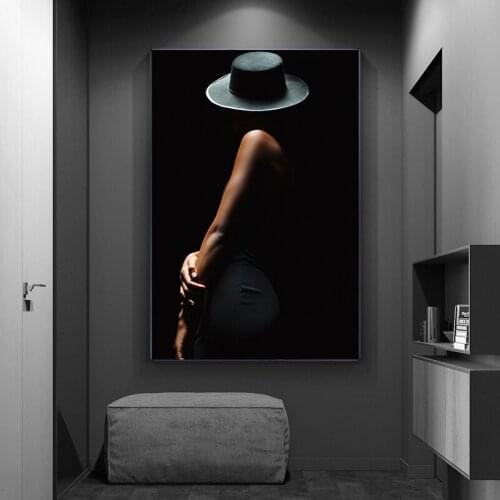 Modern Sexy Woman Art Body Black Background Print Poster Wall Art Pictures for Living Room Home Decor