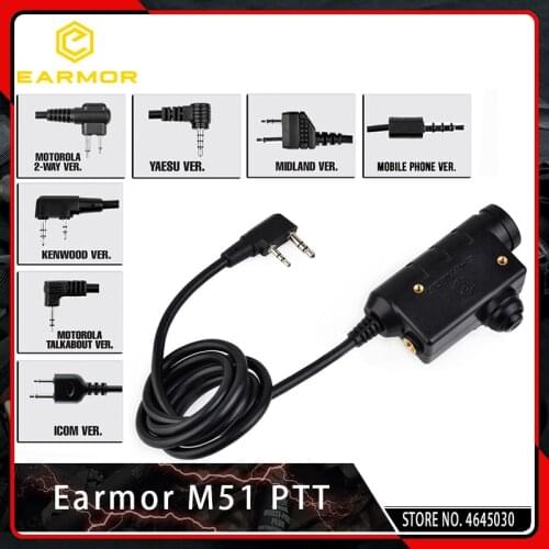 OPSMEN Earmor M51 PTT Kenwood Phone Plug 3.5MM AUX Tactical Headset Accessory