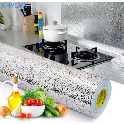 Thick Kitchen Stickers Oil Proof Waterproof Self-adhesive Wallpaper Aluminum Foil Moisture-proof Sticker Stove Drawer Decor Film