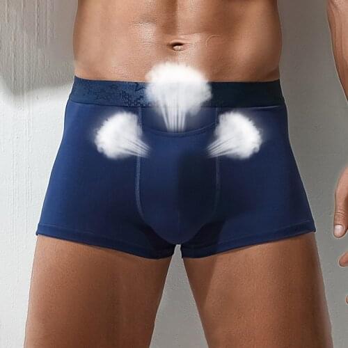 Mens Boxers Shorts Underwear Breathable Scrotum Support Bag Function Cellulose Fiber U Convex Separated Panties