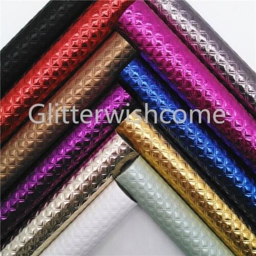 Glitterwishcome 21X29CM A4 Size Vinyl For Bows Diamond Embossed Synthetic Leather Fabric Faux Leather Sheets for Bows, GM655B