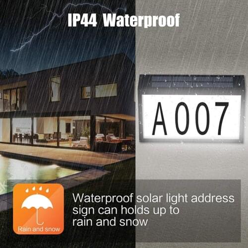 Waterproof House Numbers Plaque Solar 10 LED Address Sign Light for Home Yard Street Garden Door Decoration Wall Lamp