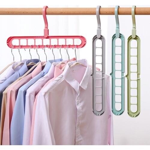 9 Holes Magic Multi-port Support hangers Clothes Drying Rack Multifunction Plastic Clothes rack drying hanger Storage Hanger