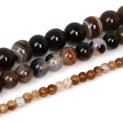 High Quality AAA+ Black Banded Agat Natural Stone Round Beads For Jewelry Making DIY Necklaces Bracelets 4 6 8 10mm