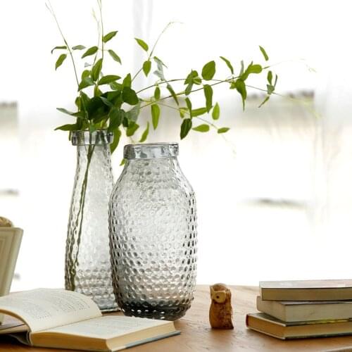High-grade glass vase creative fashion smoke gray dot flower is Home Furnishing living room decoration decoration