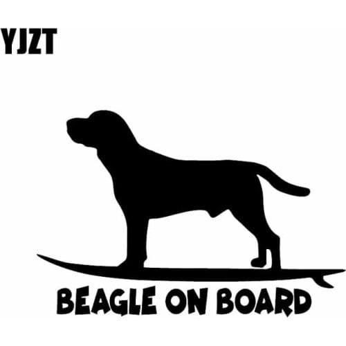 YJZT 15.7X10.5CM Beagle On Board Funny Dog Car Sticker Window Decor Vinyl Decal Black/Silver C24-1627