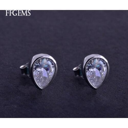 FFGems Elegant 10K White Gold Earring Sterling Moissanite 1CT Fine Jewelry For Women Lady Engagement Wedding Party Gift