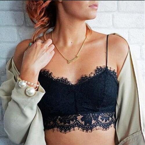 Women Lace Bra Top Solid Floral Hollow Out Sleeveless Mesh Sheer Bustier Strappy Vest Underwear Tube Top Summer Swimwear