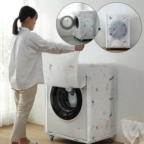 1PC Washing Machine Cover Dust Cover Clean Waterproof Dust Cover Front Loading Washing Machine Cover Case Household Goods PEVA