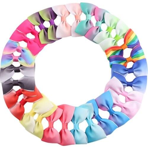 100 pairs/lot, Girls Hair Bow Clips, Rainbow Colors Children Kids Boutique Hair Accessories Hair Clip