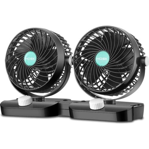 12V/24V 360 Degree All-Round Adjustable Car Air Cooling Dual Head Clip Fan Low Noise Car Auto Cooler Air Fan Car Fan Accessories