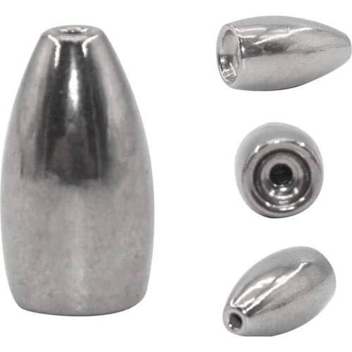 15Pcs/lot Silver 100% Tungsten sinker Bullet Casting fishing sinkers Fishing weights Tungsten jigs bait rigs fishing tackle