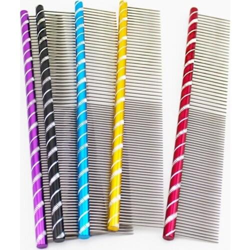 19cm/16cm Pet Dog Comb Stainless Steel Stripe Grooming Comb Puppy Cat Dogs Hair Brush Cleaning Tool