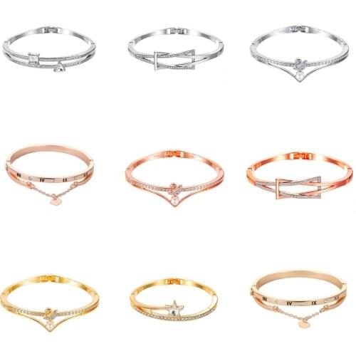 2021 Beautiful Woman Alloy Five-pointed Star Swan Irregular Couple Bracelet Cubic Zirconia Pearl Jewelry Gift For Best Friend
