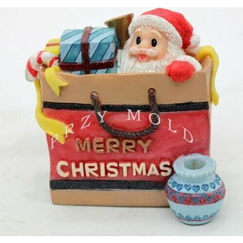 3d Bag of Santa Claus New year silicone mold Christmas gifts candles mold soap molds for Christmas decorations new years