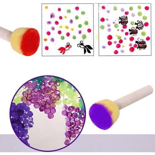 5 Pcs Round Wood Handle Sponge Brush Early Childhood Tool DIY Kindergarten Children Art Graffiti Painting Tool Toy School Supply