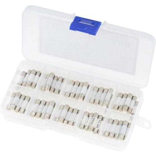 50PCS/Box 10 Kinds 5*20mm Fast Blow Ceramic Fuse 0.25A 0.5A 1A 2A 3A 5A 8A 10A 15A 20A 5x20mm 250V Protective Insurance Tube Set