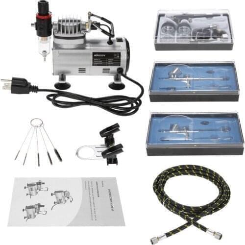 Airbrush Kit +Air Compressor paint Spray gun Air-Brush Set sandblaster Tattoo Nail Art Supply w/Cleaning Brush
