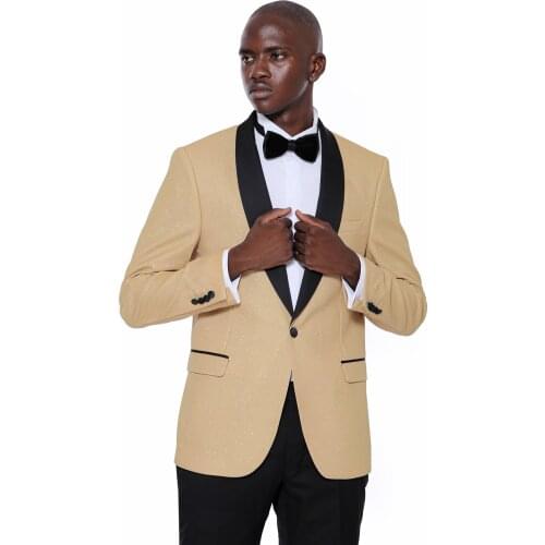 Yellow Shawl Lapel Sparkly Tuxedo Jacket