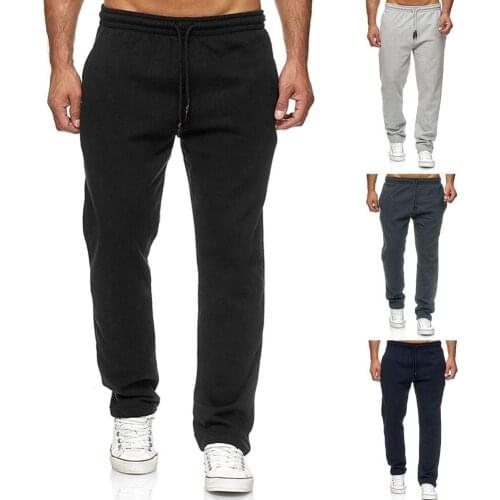 Men Drawstring Trousers Solid Color Gym Pants Thick Warm Sportswear Sweatpants outdoor sports Casual Pants