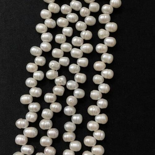 Natural 7-8mm Potato Shape White Freshwater Pearl Loose Beads Strand 14"