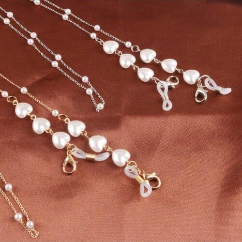 Heart Pearl Eye Glasses Sunglasses Spectacles Eyewear Chain Holder Cord Lanyard Necklace Glasses Chain Neck Strap Rope 2021